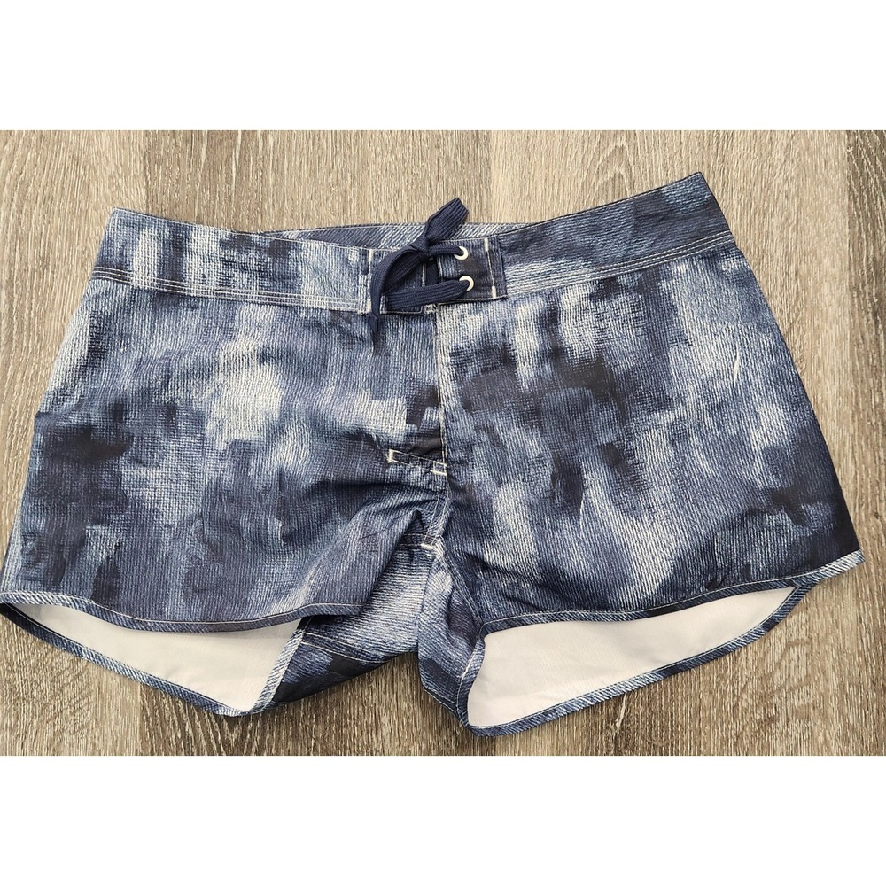 Adidas Parley Terrex Women Small Blue White Graphic Board Shorts Swimwear